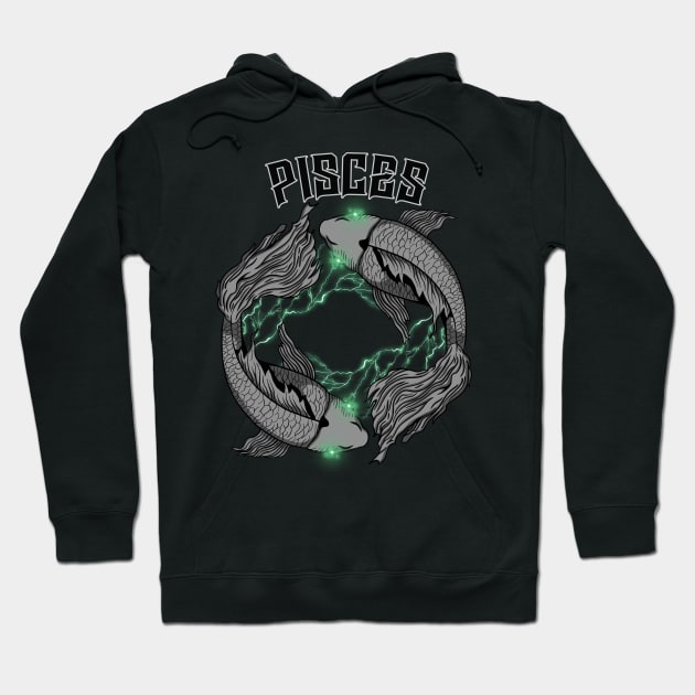 Lightning Pisces (Green) Hoodie by RampArt